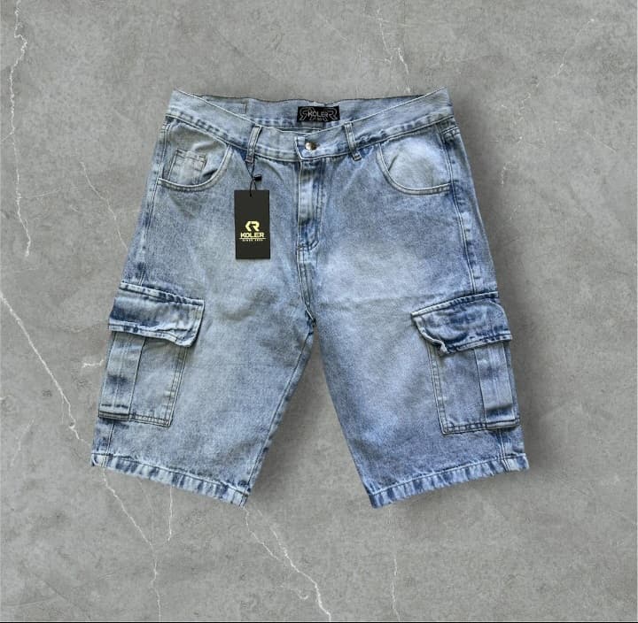 BERMUDA CARGO JEANS CELESTE -48-50